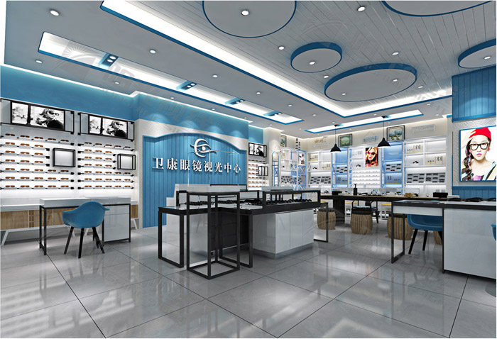 地中海風格眼鏡店整體裝修效果圖