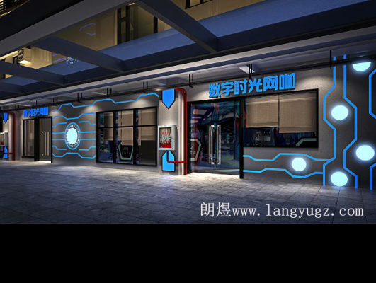 成都網咖裝修|科技風網咖裝修案例效果圖